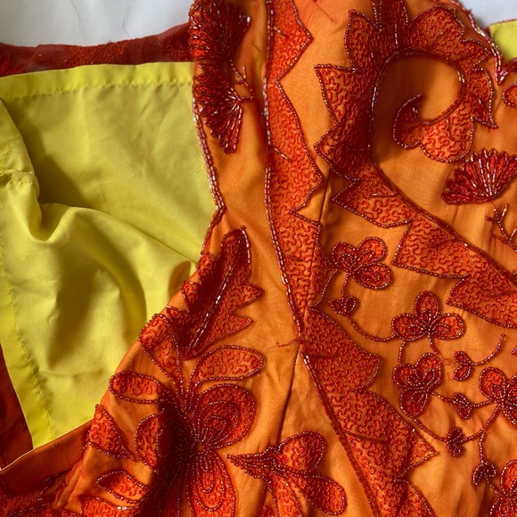 Vibrant Orange Chemise with Red Embroidery - Picture 3 of 11